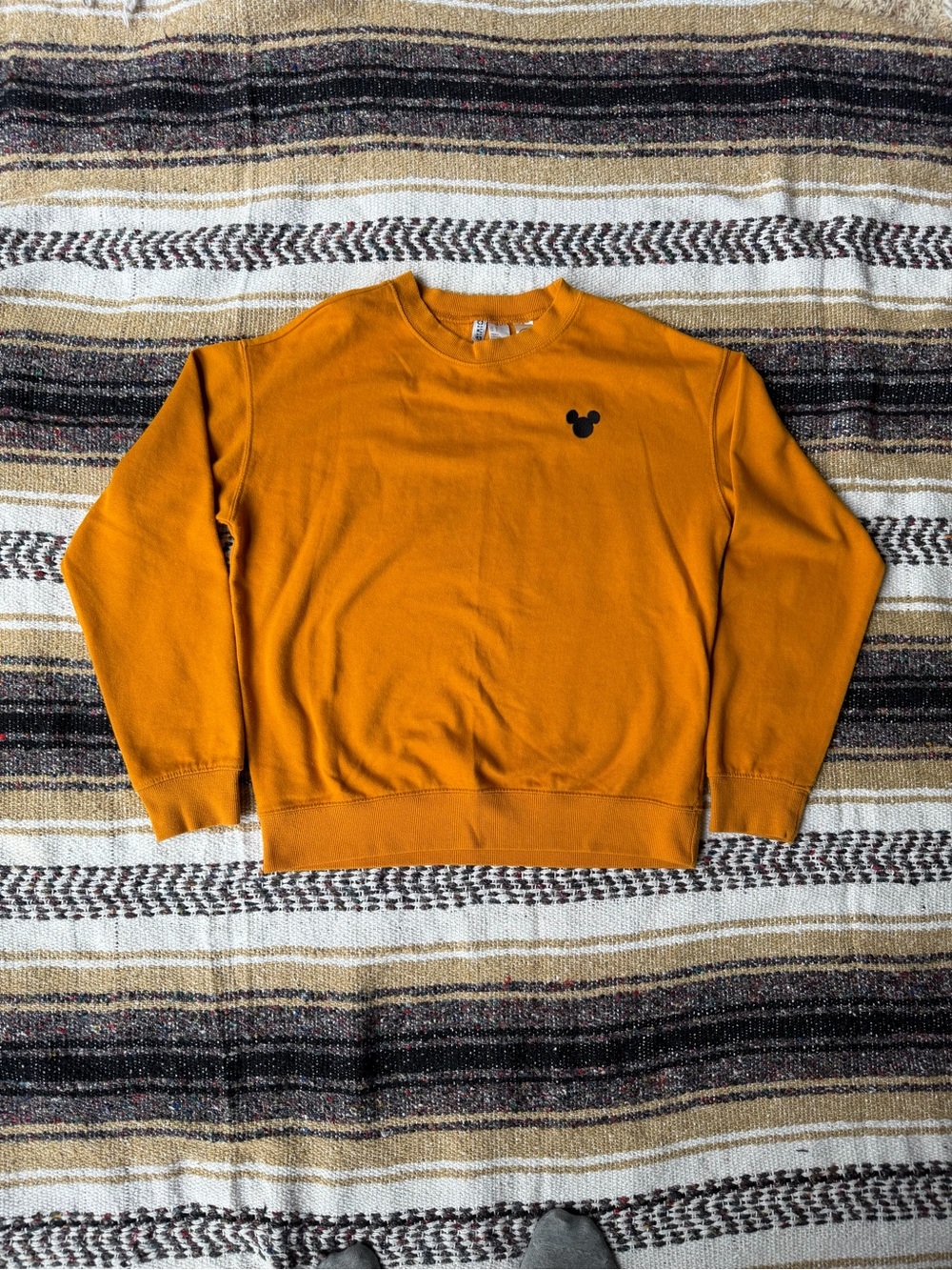 H&M Mustard Crewneck Sweatshirt with Black Mickey Patch